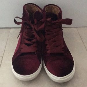 Steven Madden Maroon Velvet Sneakers